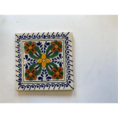 Talavera 6 x 6 in. Mexican Decorative Tiles, L123, 4PK L123 6x6